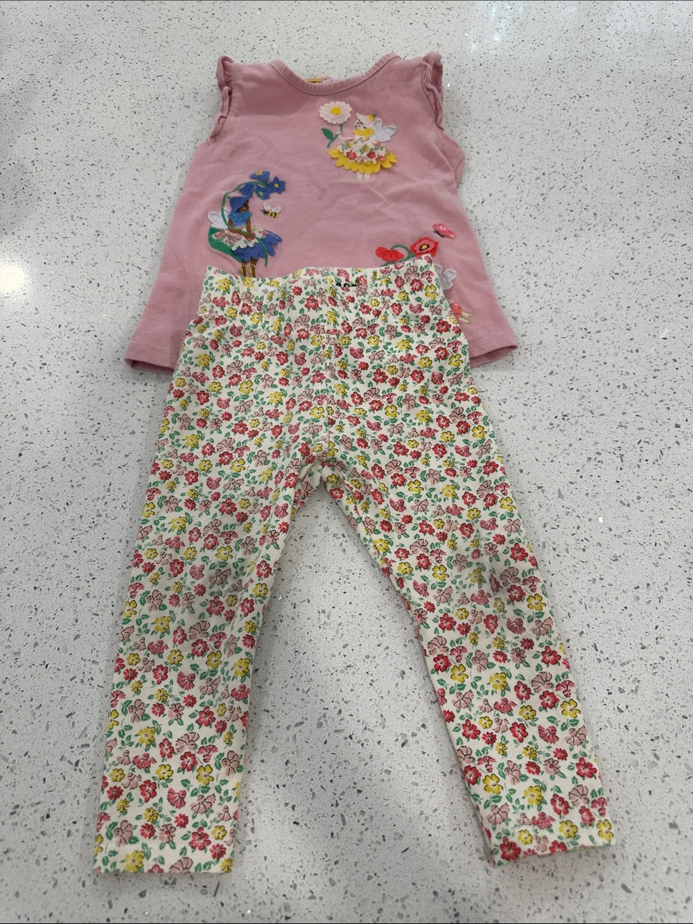Mini Boden Pink Top with Subtle Yellow Trim